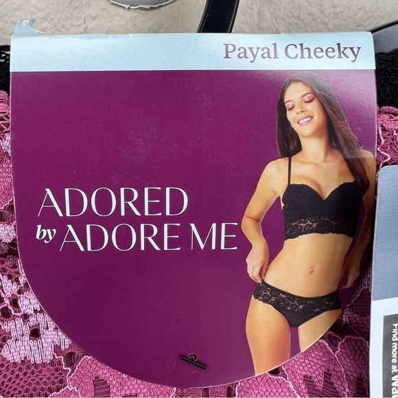 NEW 3X ADORE ME PAYAL CHEEKY PANTY SET OF 2 BLACK PINK PLUS LINGERIE NWT - Picture 2 of 7